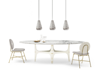 UNIVERSE - Oval steel and SuperMarble dining table by Bontempi Casa - view 3